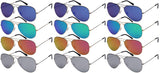 12-Pack Men Women Metal Round Aviators Sunglasses Tinted Lens