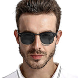 Mens Wayfarer Sunglasses Polarized, Retro Half Frame Design, UV400 protect Your Eyes and Anti Glare