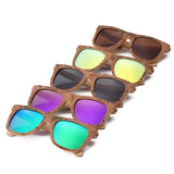 Cork Sticker Bamboo Polarized Sunglasses Wayfarer Eyewear With Bamboo Case