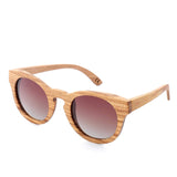 Classic Round Zebra Wood Polarized Sunglasses,UV400