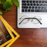 Modern Geometric Metal Alloy Slim Frame Clear Lens Hexagonal Prescription Glasses