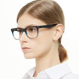 Fashion Couple Eyewear Frame Square Imitation Wood Grain Non-prescription Optical Eyeglasses