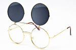 V135-vp  Round Flip up Django Steampunk Metal Sunglasses