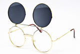 V135-vp  Round Flip up Django Steampunk Metal Sunglasses