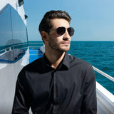 Premium Classic Men's Aviator Polarized Sunglasses Double Bridge Metal Frame- UV 400 100% UV Protection