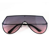 Elite Mens Oversize Flat Top Aviator Retro Shield Oceanic Lens Rimless Sunglasses