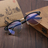 Vintage Inspired Semi-Rimless Clubmaster Clear Lens Glasses Frame