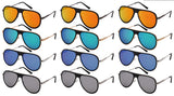 12-Pack Men Women Metal Round Aviators Sunglasses Tinted Lens