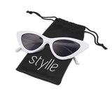 Styllize Retro Vintage cat eye Men Women Sunglasses Plastic Frame, Pouch Included