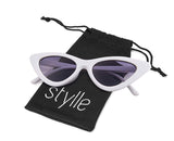 Styllize Retro Vintage cat eye Men Women Sunglasses Plastic Frame, Pouch Included
