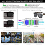 Aviator Wood Sunglasses With Polarized Lens 100% UV400 Protection