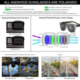Aviator Wood Sunglasses With Polarized Lens 100% UV400 Protection