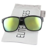 KUSH mirrored Classic Wayfarer Style Mirror Lens Black Frame horned Sunglasses