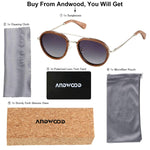 Aviator Wood Sunglasses With Polarized Lens 100% UV400 Protection