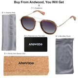 Aviator Wood Sunglasses With Polarized Lens 100% UV400 Protection