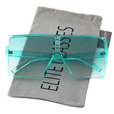 Oversized Exaggerated Flat Top Huge SHIELD Square Sunglasses Colorful Lenses Fashion Sunglasses