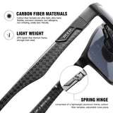 Mens Classic Rectangular Polarized Metal Frame Sunglasses with Carbon Fiber Temples 8206