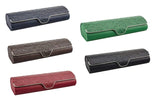 Hard shell glasses case with floral embossment - faux leather glasses case with magnetic closure