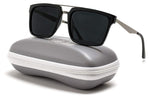 - Double Nose Bridge Square Black Lens Black Frame Sunglasses