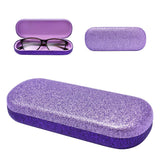 Bling PU Leather Color Block Hard Eyeglass Glass Case