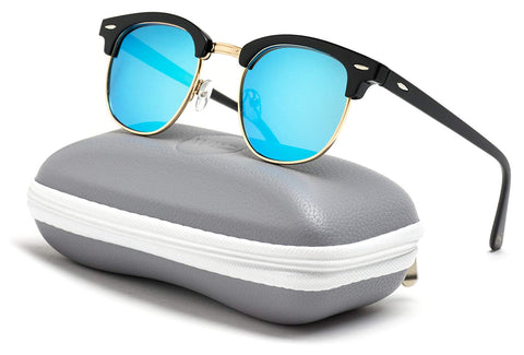- Classic Half Frame Polarized Semi-Rimless Rimmed Sunglasses