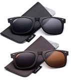 Newbee Fashion - Polarized Clip-On Flip Up Metal Clip Sunglasses Multi Purpose Flash Polarized Lenses (Glasses not included)
