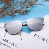 Rimless Mirrored Sunglasses One Piece Horned Rimmed Metal Eyeglasses Women Men