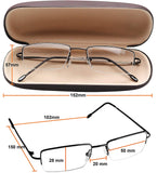 Reading Glasses Set of 2 Half Rim Ultra Lightweight Coordinating Cases Included and Durable Classic Readers for Men and Women