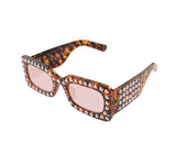 Fashionable rectangle sunglasses for women with pearls