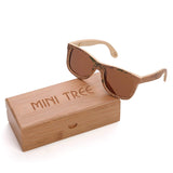 Cork Sticker Bamboo Polarized Sunglasses Wayfarer Eyewear With Bamboo Case