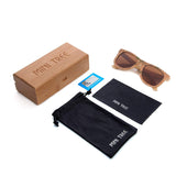 Cork Sticker Bamboo Polarized Sunglasses Wayfarer Eyewear With Bamboo Case