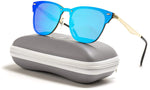 - Full Mirror Lens Reflective Rimless Clubmaster Sunglasses