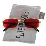 Elite Vintage Slender Rectangular Sunglasses Retro Small Metal Frame Candy Color