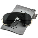 Elite OVERSIZED Sunglasses XX Large SHIELD Half Face Large Size Black Gold Sun Glasses