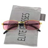 Elite Vintage Slender Rectangular Sunglasses Retro Small Metal Frame Candy Color