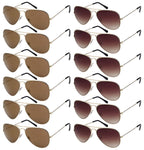12-Pack Men Women Metal Round Aviators Sunglasses Tinted Lens