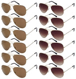 12-Pack Men Women Metal Round Aviators Sunglasses Tinted Lens