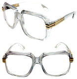 Men's Hip Hop 80's Gazelle Vintage Clear Lens Eye Glasses 607 Grandmaster Retro 80's