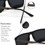 - Flat Top Polarized Lens Square Black Sunglasses for Men