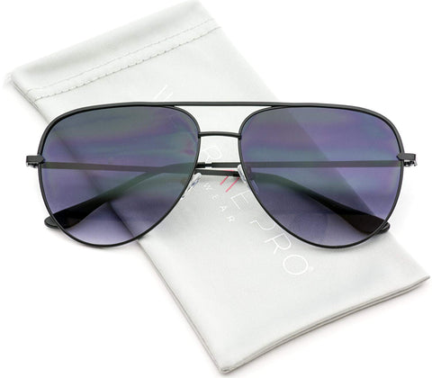- Oversized Flat Lens Fashion Designer Inspired Aviator Sunglasses