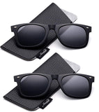 Newbee Fashion - Polarized Clip-On Flip Up Metal Clip Sunglasses Multi Purpose Flash Polarized Lenses (Glasses not included)