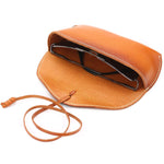 Unisex Handmade Vegetable Tanned Leather Hard Eyeglass Case Sunglasses Holder
