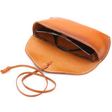 Unisex Handmade Vegetable Tanned Leather Hard Eyeglass Case Sunglasses Holder