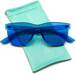 - Horn Rimmed Tinted Colorful Lens Rimless Sunglasses