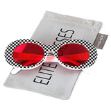 Elite NIRVANA Kurt Cobain Oval Bold Vintage Sunglasses For Women Men Eyewear - Checkered Frame Black Lens