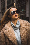 - Oversized Flat Lens Fashion Designer Inspired Aviator Sunglasses