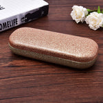 Bling PU Leather Color Block Hard Eyeglass Glass Case