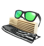 Patriot Shades Polarized Floating Large Frame Bamboo Wood American Flag Wayfarer Sunglasses | LOUDMOUTH PATRIOT