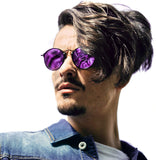 Round Retro Polarized Sunglasses Driving Shopping Glasses Steampunk Frame, UV400 Protection