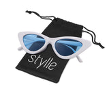 Styllize Retro Vintage cat eye Men Women Sunglasses Plastic Frame, Pouch Included